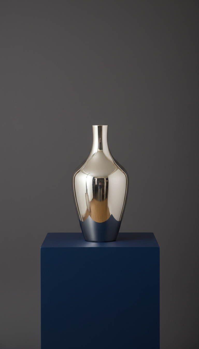 Polished Nickel Accent Vase Sculptural Form