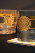 Luxury Gold Detailed Whiskey Glass Set with Embossed Lion & Tiger – Set of 6